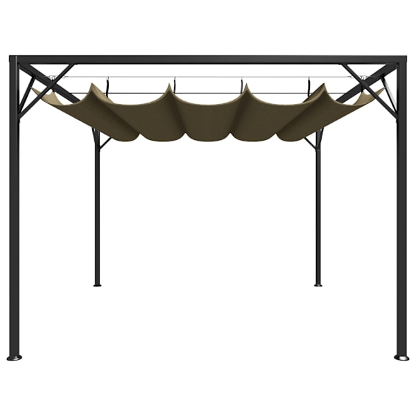 vidaXL Paviljong med infällbart tak 3x3 m taupe 180 g/m² Taupe