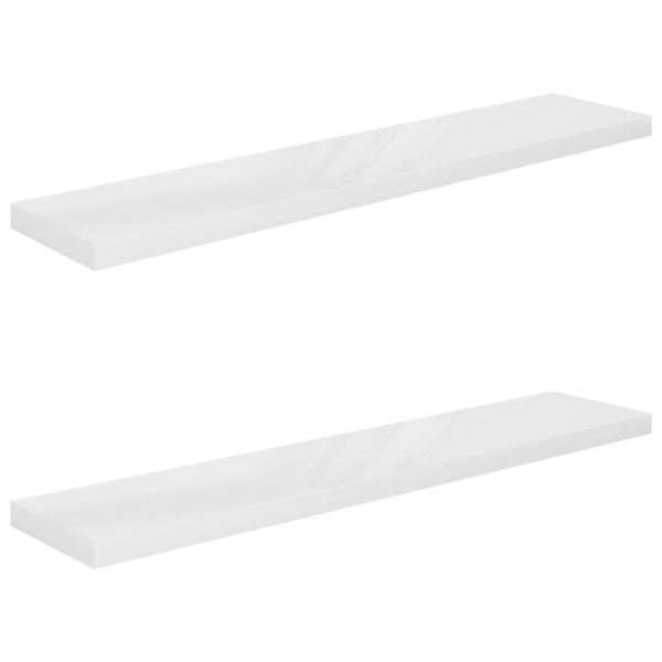 vidaXL Svävande vägghyllor 2 st vit högglans 120x23,5x3,8 cm MDF Vit