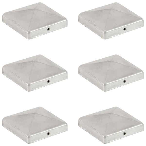 vidaXL Stolphattar pyramid 6 st galvaniserad metall 101x101 mm Silver
