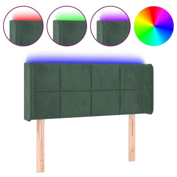 vidaXL Sänggavel LED mörkgrön 93x16x78/88 cm sammet Grön