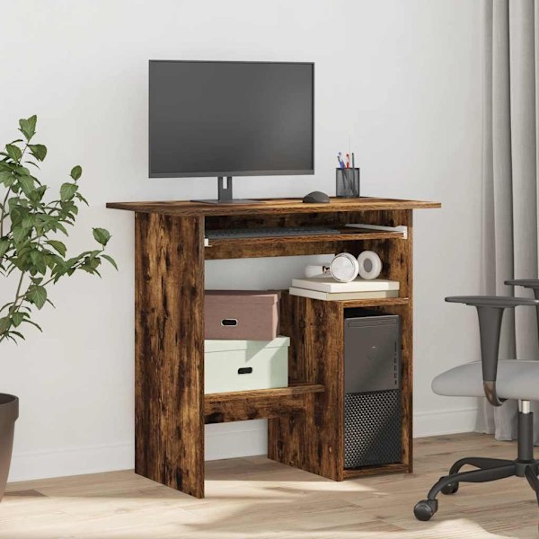 vidaXL Skrivbord rökfärgad ek 80x45x74 cm konstruerat trä Brun