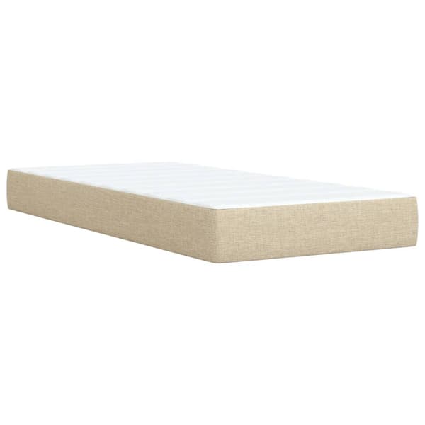 vidaXL Ramsäng med madrass gräddvit 100x200 cm tyg Kräm