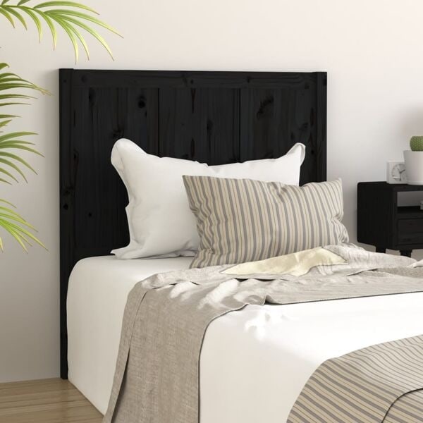 vidaXL Sänggavel svart 95,5x4x100 cm massiv furu Svart
