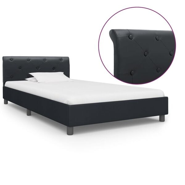 vidaXL Sängram svart konstläder 90x200 cm Svart