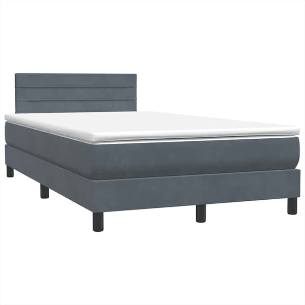 vidaXL Ramsäng med madrass mörkgrå 120x220 cm sammet Grå
