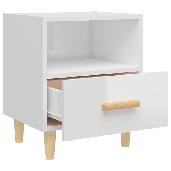 vidaXL Sängbord 2 st vit högglans 40x35x47 cm Vit