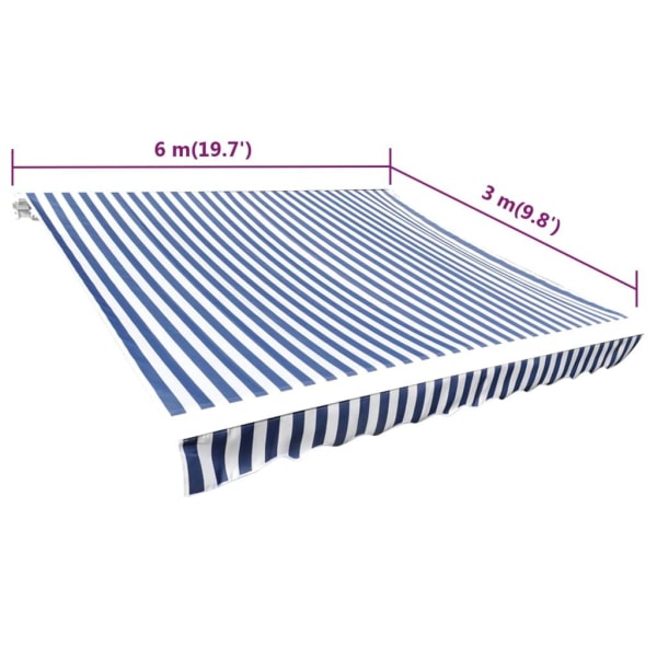 vidaXL Markisduk Randig blå och vit 6x3m (utan ram) Blå