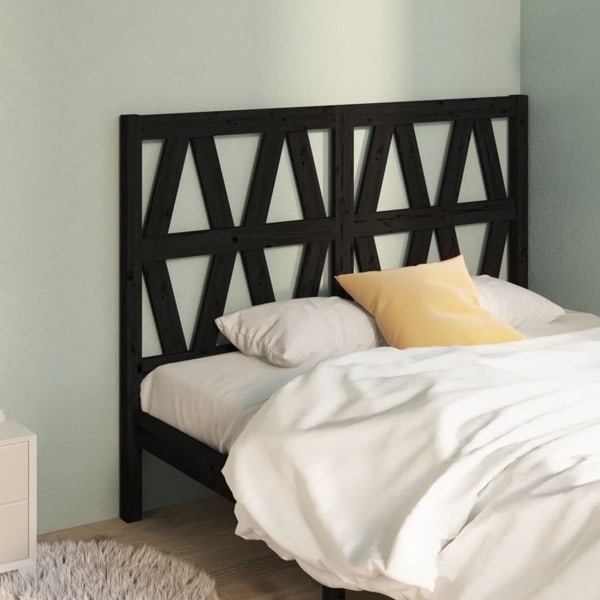vidaXL Sänggavel svart 146x4x100 cm massiv furu Svart