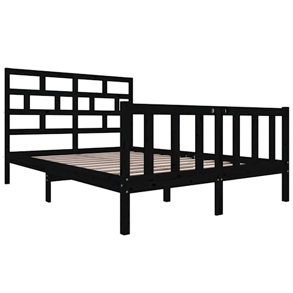 vidaXL Sängram svart massiv furu 120x200 cm Svart