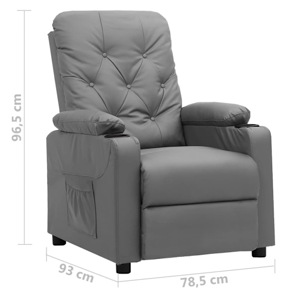 vidaXL Reclinerfåtölj grå konstläder grå
