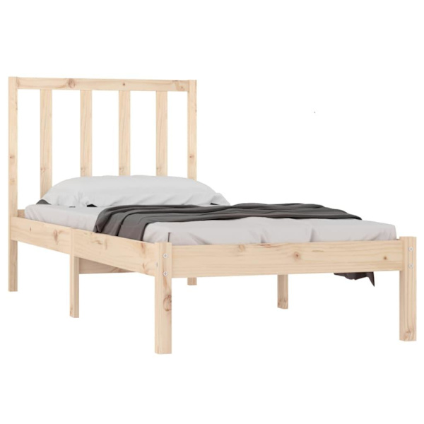 vidaXL Sängram massiv furu 100x200 cm enkelsäng Brun