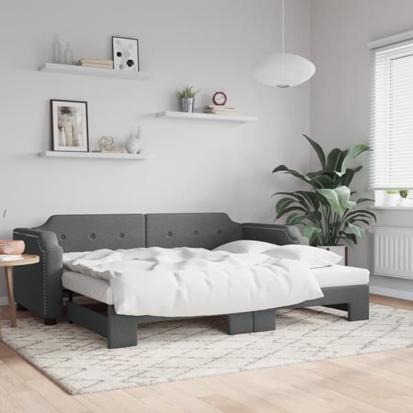 vidaXL Dagbädd utdragbar mörkgrå 80x200 cm tyg Grå