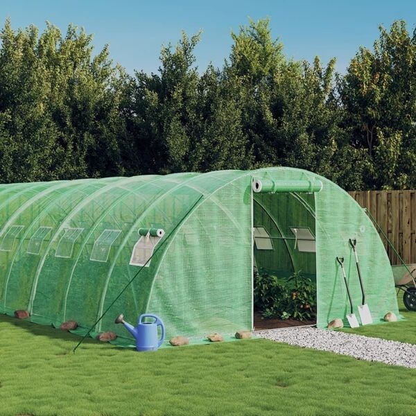 vidaXL Växthus med stålram grön 56 m² 14x4x2 m Grön
