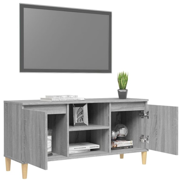 vidaXL TV-bänk med massiva träben grå sonoma 103,5x35x50 cm grå