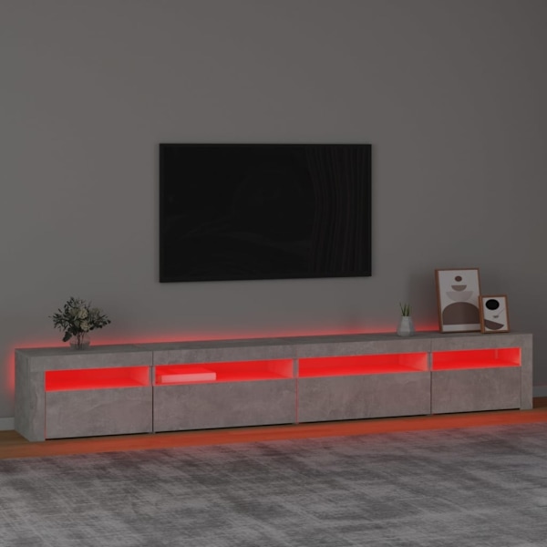 vidaXL Tv-bänk med LED-belysning betonggrå 270x35x40 cm Grå