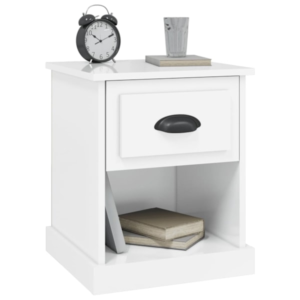 vidaXL Sängbord 2 st vit högglans 39x39x47,5 cm konstruerat trä Vit