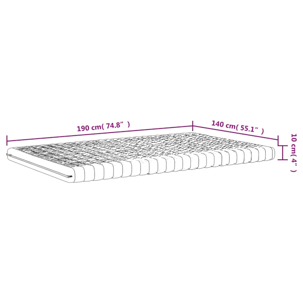 vidaXL Skummadrass vit 140x190 cm 7-zoner hårdhet 20 ILD Vit