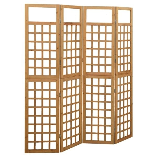 vidaXL Rumsavdelare/Spaljé 4 paneler massiv furu 161x180 cm Brun