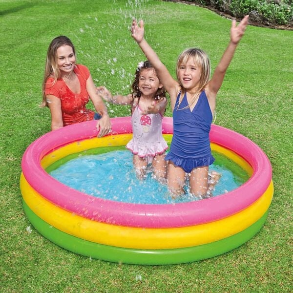 INTEX Uppblåsbar pool Sunset 3 ringar 147x33 cm Flerfärgsdesign
