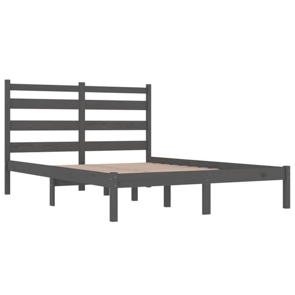 vidaXL Sängram grå massiv furu 150x200 cm Grå