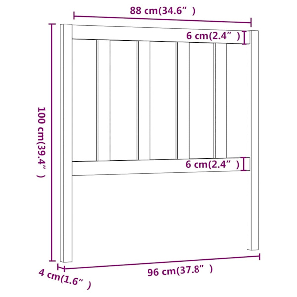 vidaXL Sänggavel honungsbrun 96x4x100 cm massiv furu Brun