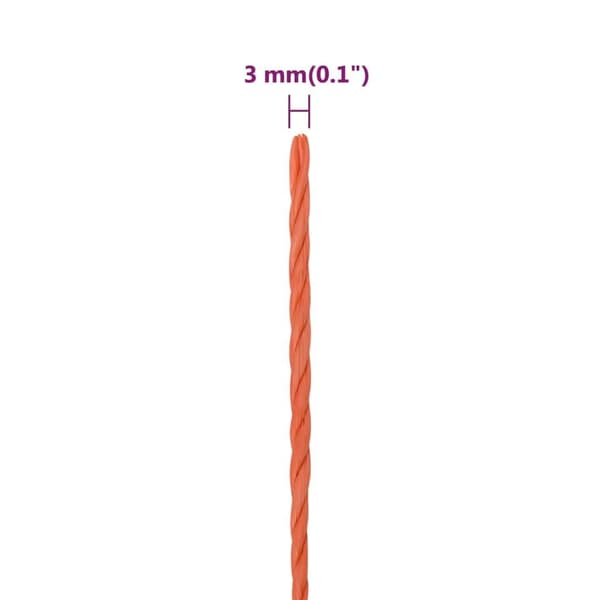 vidaXL Rep orange 3 mm 100 m polypropylen