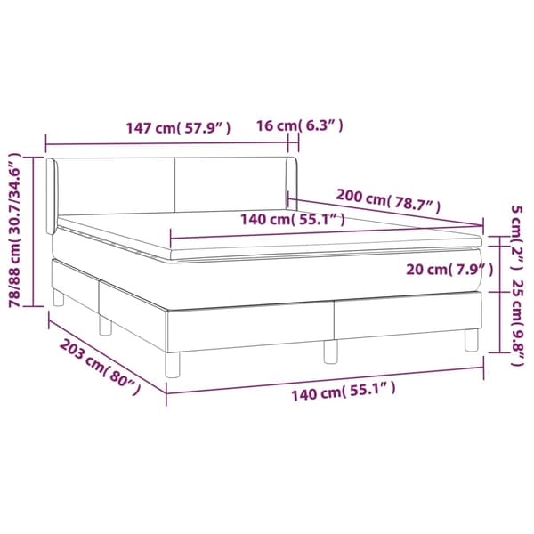 vidaXL Ramsäng med madrass mörkblå 140x200 cm sammet Blå