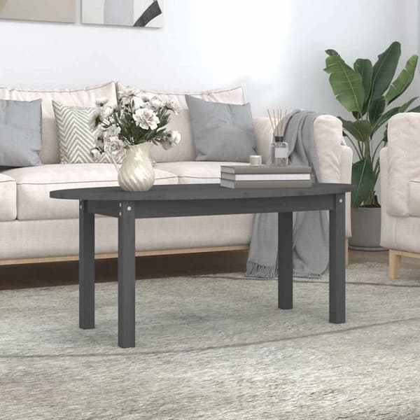 vidaXL Soffbord grå 110x55x45 cm massiv furu Grå