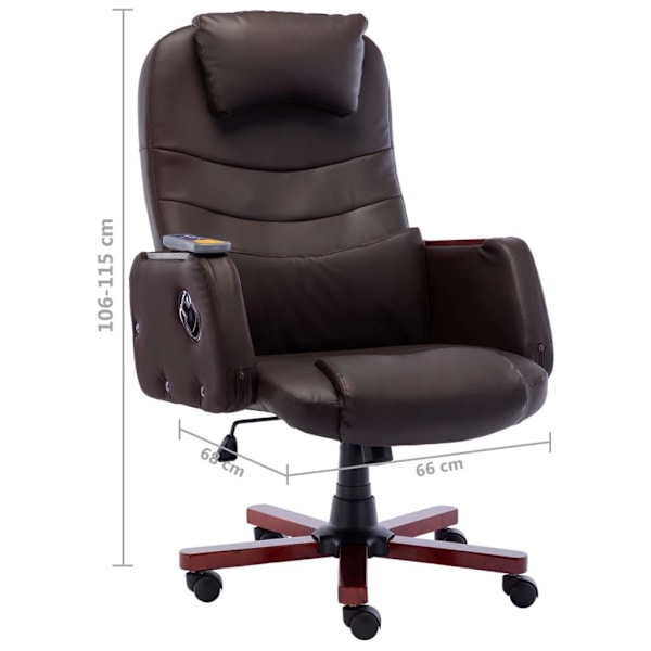 vidaXL Massagekontorsstol brun konstläder Brun
