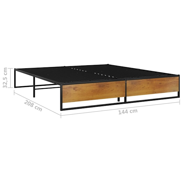 vidaXL Sängram svart metall 140x200 cm Svart