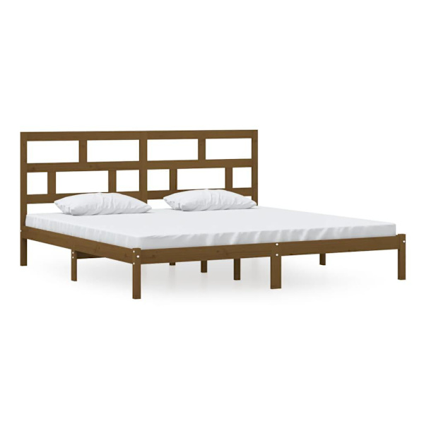 vidaXL Sängram honungsbrun massiv furu 200x200 cm Brun