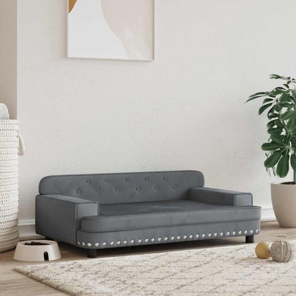 vidaXL Hundbädd mörkgrå 90x53x30 cm sammet Grå