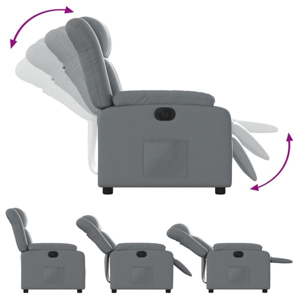 vidaXL Elektrisk reclinerfåtölj grå konstläder Grå