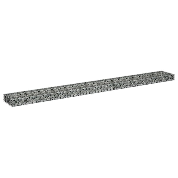 vidaXL Planteringsgabion upphöjd galvaniserat stål 270x30x10 cm Silver