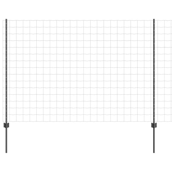 vidaXL Euro Staket med Stöd 10 x 1,5 m PVC-belagda stål Grå Mesh Grå