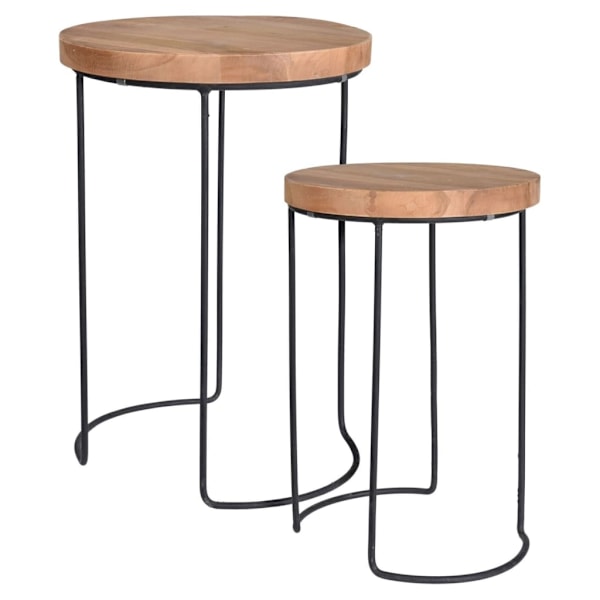 H&S Collection Sidobord 2 delar teak Brun