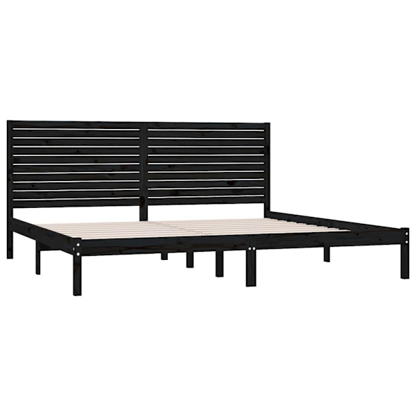vidaXL Sängram svart massivt trä 180x200 cm Svart