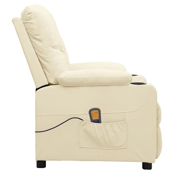 vidaXL Massagefåtölj med uppresningshjälp gräddvit konstläder Creme