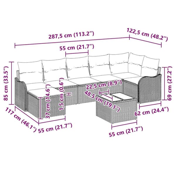 vidaXL Trädgårdsoffset Beige konstrotting Beige