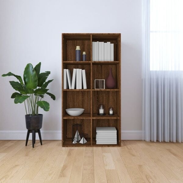 vidaXL Bokhylla/skänk rökfärgad Brun ek 66x30x130 cm konstruerat trä Brun