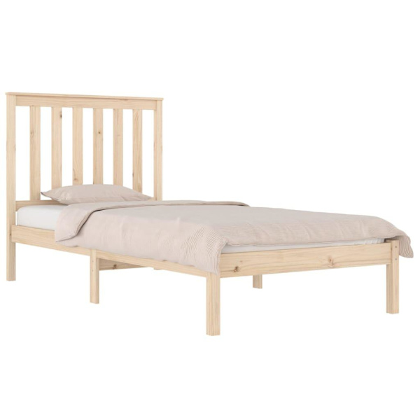 vidaXL Sängram massiv furu 90x190 cm Brun
