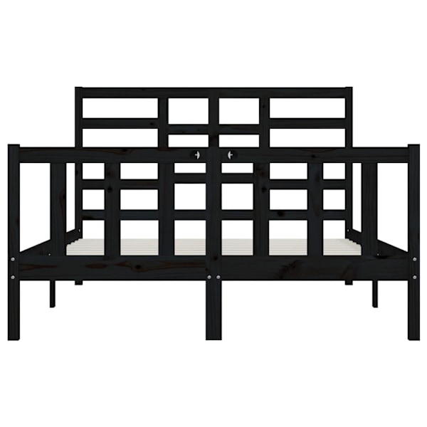vidaXL Sängram svart massiv furu 160x200 cm Svart
