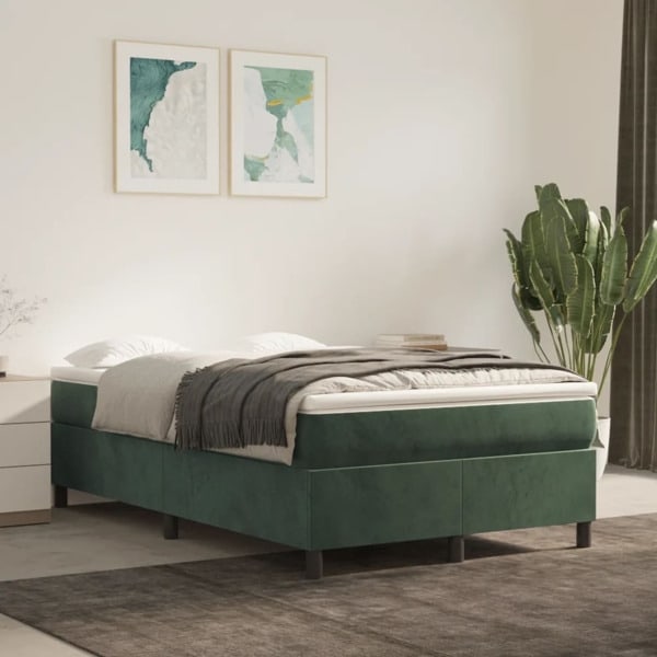 vidaXL Sängram utan madrass mörkgrön 120x200 cm sammet Grön