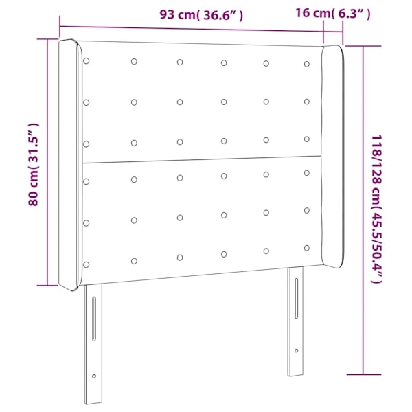 vidaXL Sänggavel med kanter svart 93x16x118/128 cm konstläder Svart