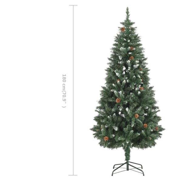vidaXL Plastgran med kottar och vitt glitter 180 cm Grön