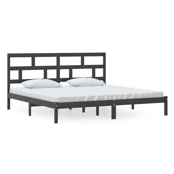 vidaXL Sängram svart massiv furu 200x200 cm Svart