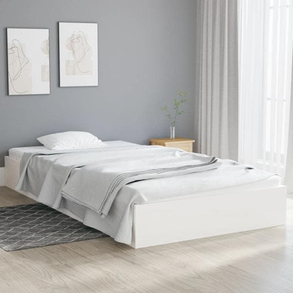 vidaXL Sängram vit massivt trä 100x200 cm Vit