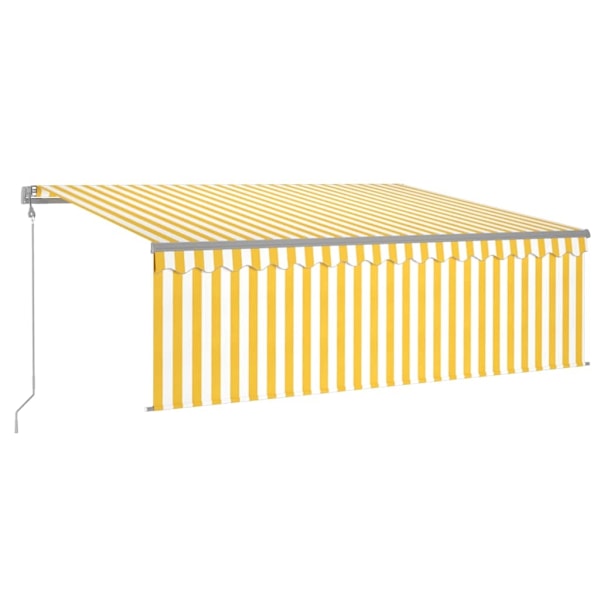 vidaXL Automatisk infällbar markis med rullgardin 4x3 m gul och vit Gul