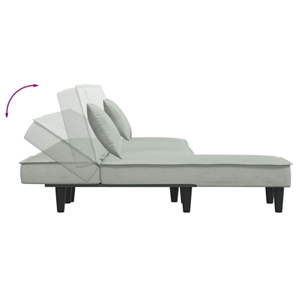 vidaXL L-formad bäddsoffa ljusgrå 255x140x70 cm sammet Grå