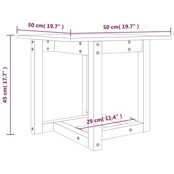 vidaXL Soffbord grå 50x50x45 cm massiv furu Grå